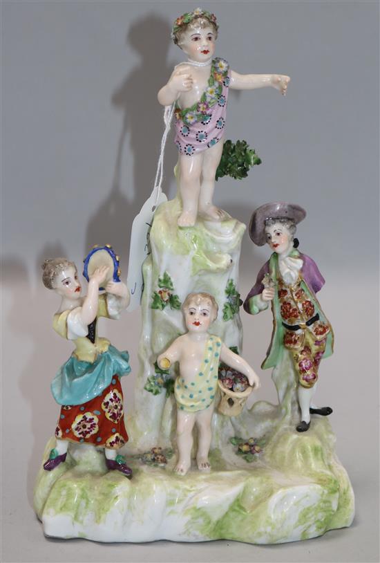 A Continental porcelain figure group 8.5in.